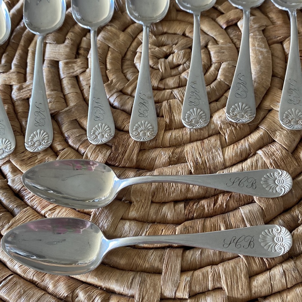 Antique Monogrammed Silver-Tone Teaspoons - Set of 11! - Picture 3 of 11